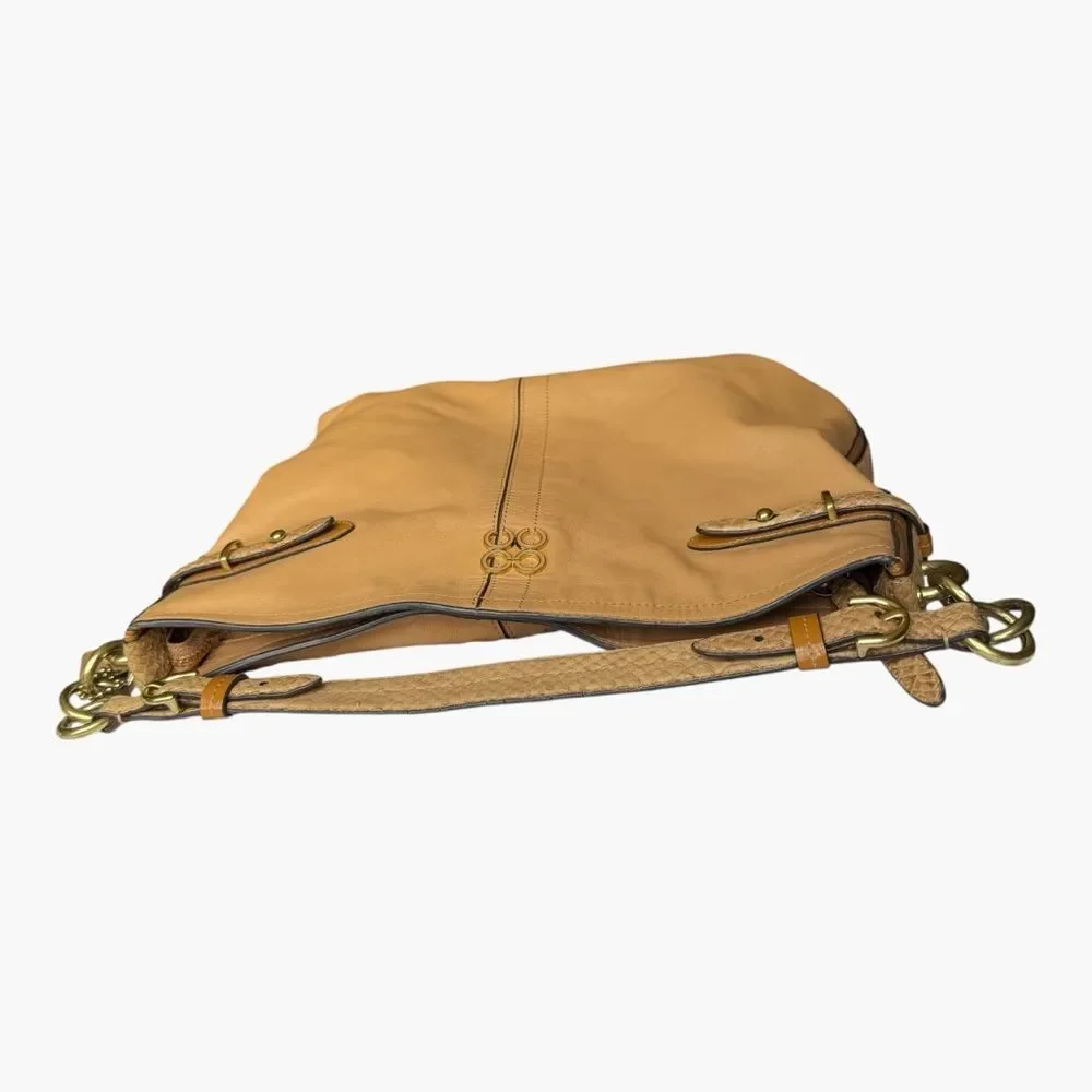 Coach Colette Leather Hobo Bag Tan Python Trim Slouchy Shoulder Bag 16418